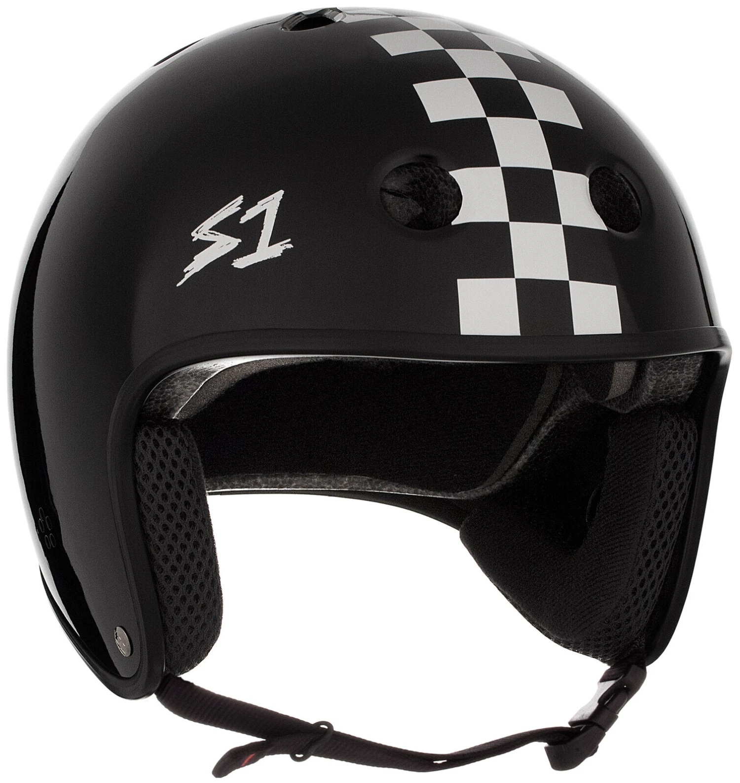 S-One S1 Helmet Retro Fullcut Lifer Black Matte/White Checkers 3 S-One S1 Helmet Retro Fullcut Lifer Black Matte/White Checkers