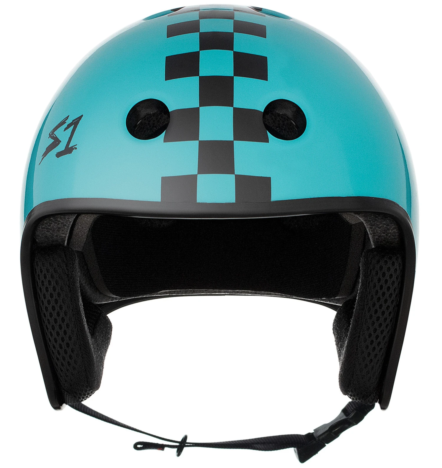 S-One S1 Helmet Retro Fullcut Lifer Lagoon Gloss/Black Checkers 4 S-One S1 Helmet Retro Fullcut Lifer Lagoon Gloss/Black Checkers - Image 2