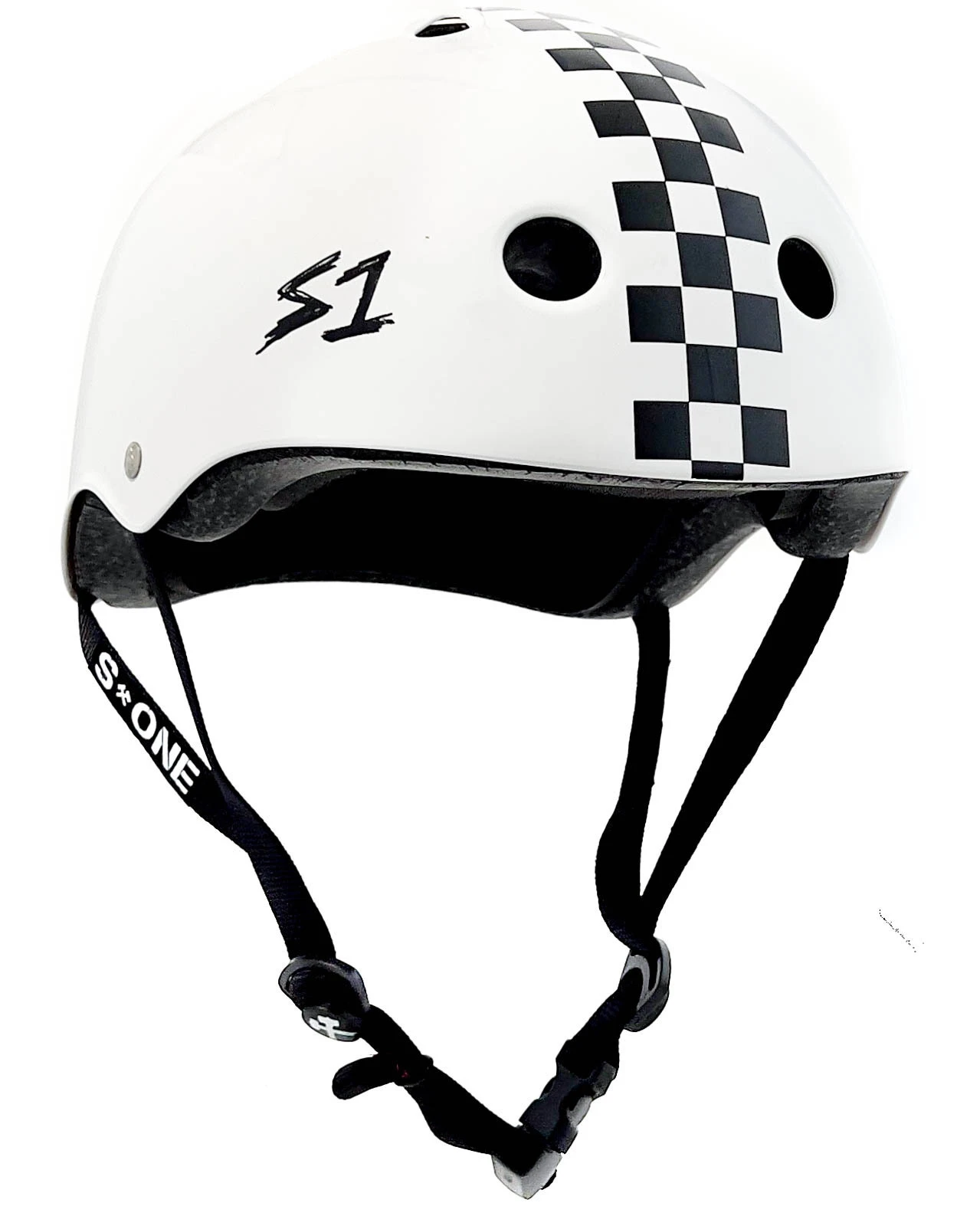 S-One S1 Helmet Mega Lifer White Gloss/Black Checkers 3 S-One S1 Helmet Mega Lifer White Gloss/Black Checkers